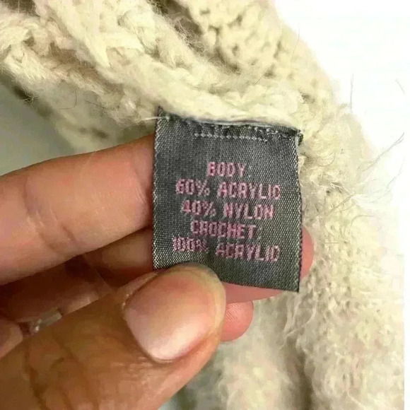 Tan Open Fuzzy Cardigan Top SMALL Women's Crochet Metric - Picture 7 of 10